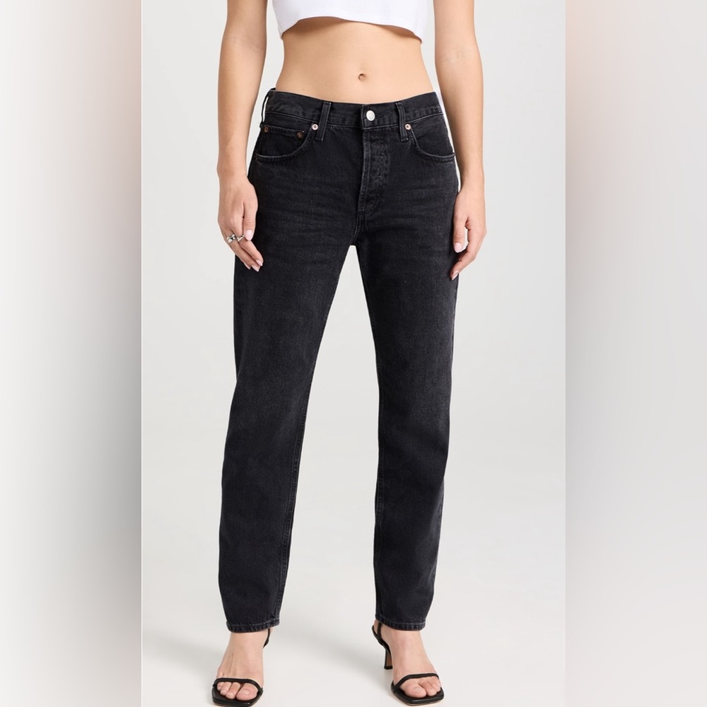 Agolde Parker Long Jean in Washed Black size 29